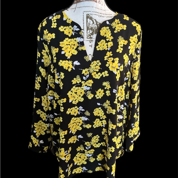 Michael Kors Tops - Michael Kors- Floral Blouse with Yellow and Black Design